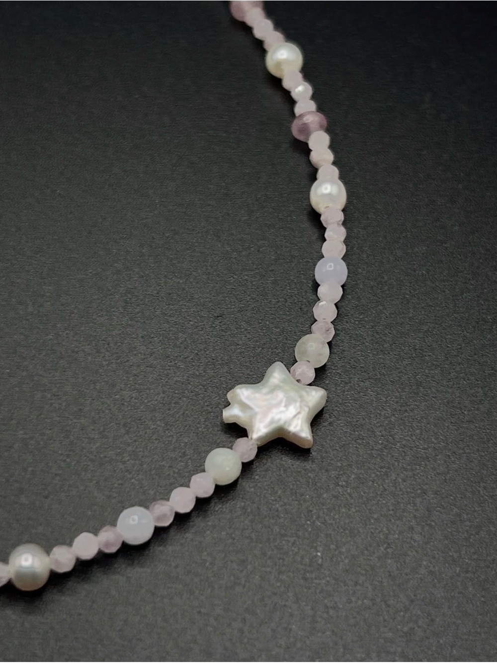 Delicate Pink Beaded Necklace with Pearl Star Accent